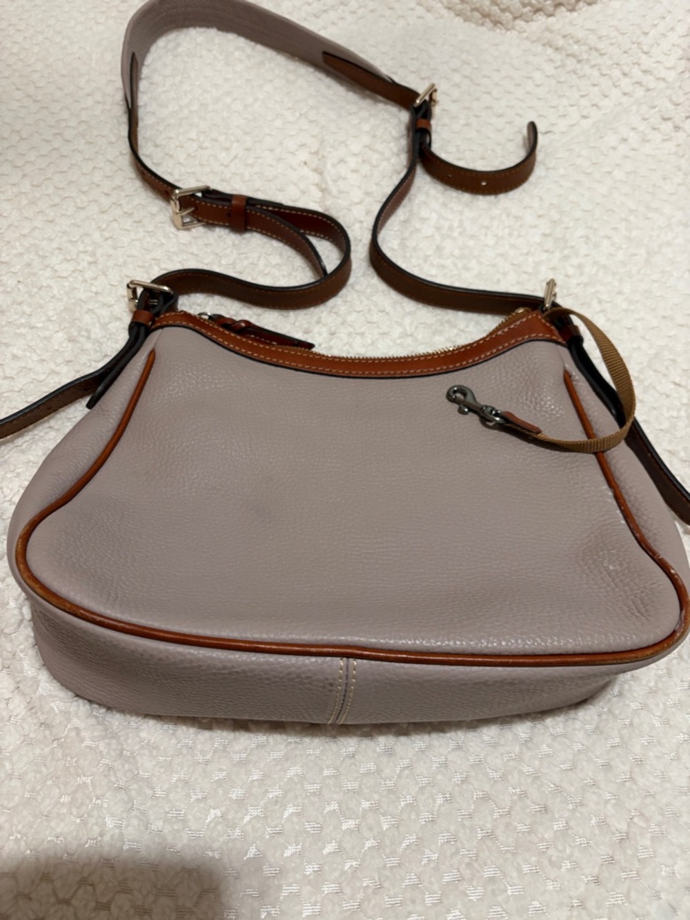 Dooney & Bourke Taupe Crossbody with Brown Trim & Gold Hardware - Picture 3 of 4